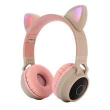 Load image into Gallery viewer, Cute Cat Earphones Bluetooth Wireless Ear Headphone Flashing For Girls
