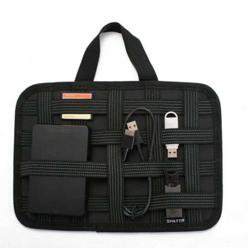 Potable Elastic Integrated Black Electronic Accessories Cables Organizer USB Storage Case Digital Bag Earphone Home Organization