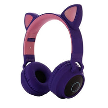 Load image into Gallery viewer, Cute Cat Earphones Bluetooth Wireless Ear Headphone Flashing For Girls
