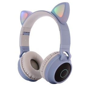Cute Cat Earphones Bluetooth Wireless Ear Headphone Flashing For Girls